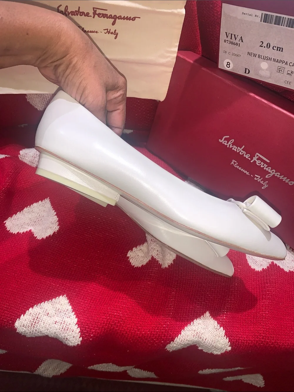 Salvatore Ferragamo Cream Pointed-Toe Pumps with Vara Bow